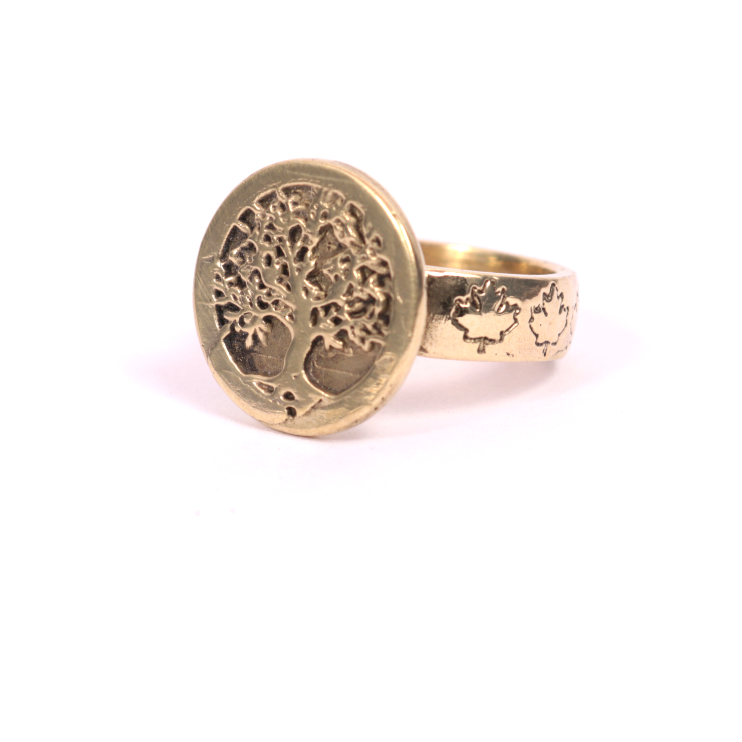 Bague laiton massif arbre de vie fait main